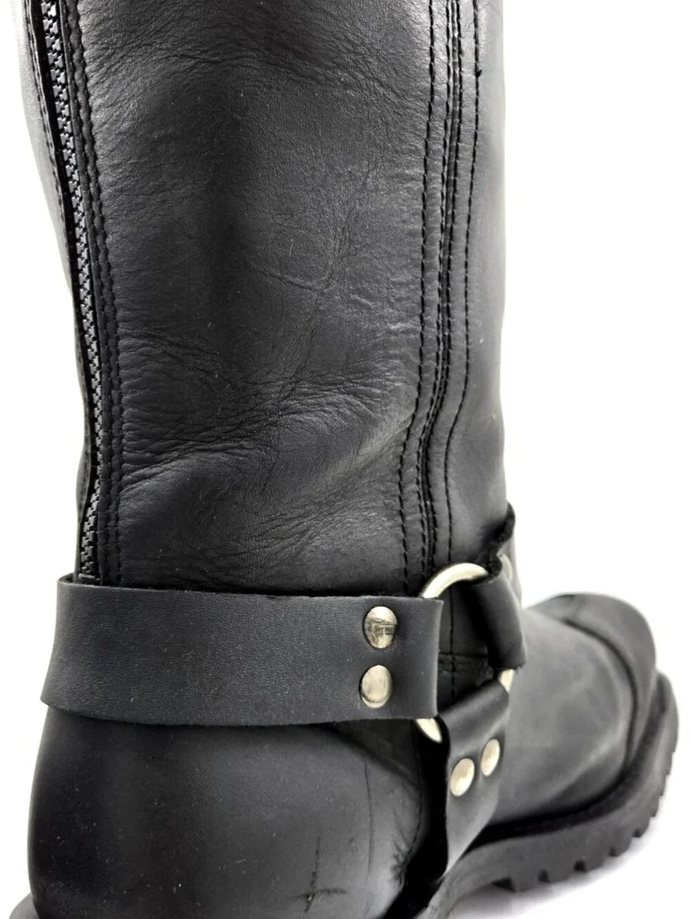 Milwaukee MB411 Mens Size 13D Black Motorcycle Drag Harness Back Zip Biker Boots